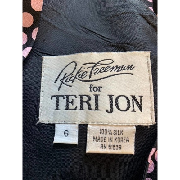 Rickie Freeman for Teri John 100% Silk Pink Polka Dot Ruffle Dress - Picture 8 of 11